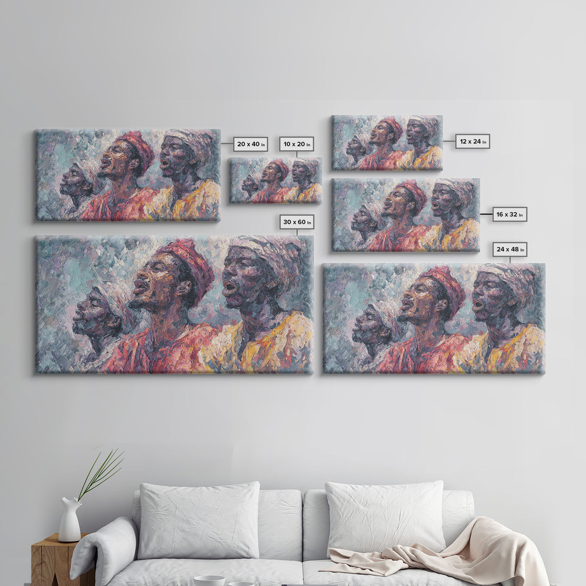 Three African Elders Portrait Wall Art, Impressionist African Painting, Black Culture Art, Afrocentric Home Decor Gift Print
