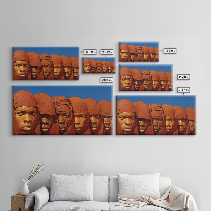 Red Hooded African Warrior Portraits Canvas Print, Black Men Wall Decor, African American Art, Bold Cultural Home Decor Gift