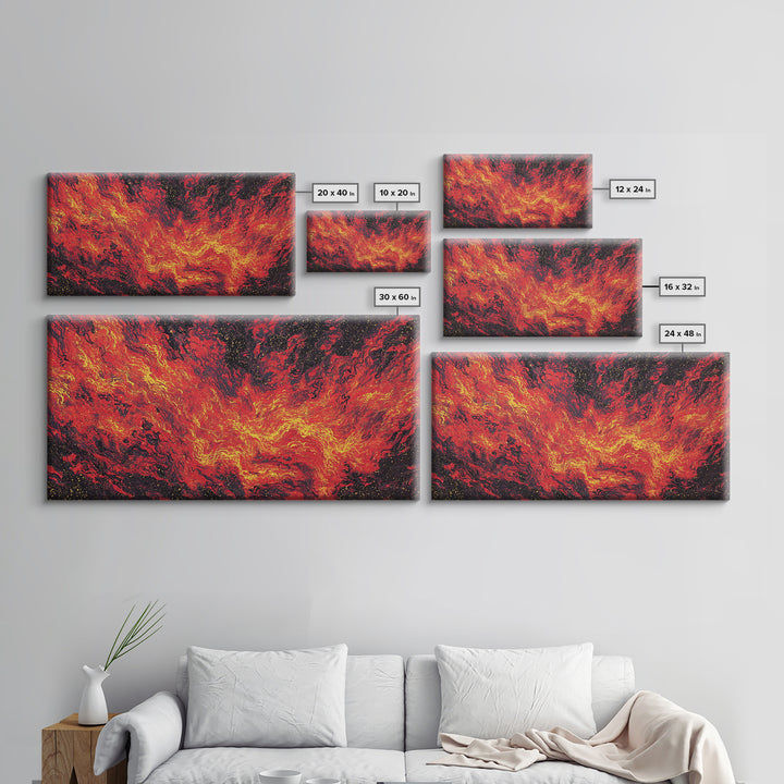 Fiery Red Lava Flow Canvas Print, Abstract Wall Art, Burnt Orange Art, Modern Home Decor, Bold Living Room Painting, Statement Piece