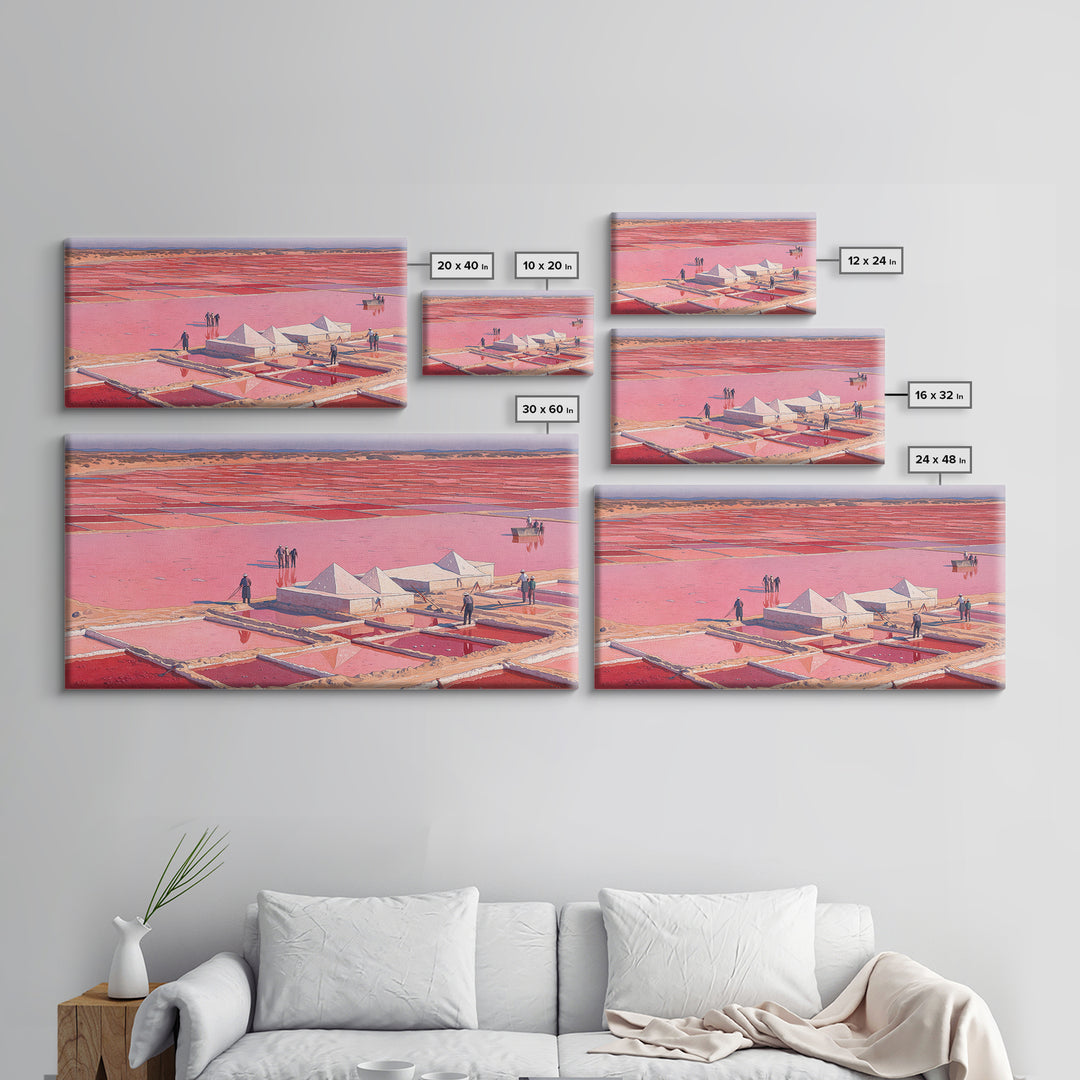 Pink Salt Pans And Desert Canvas Print, African Landscape Art, West Africa Travel Decor, Unique Coastal Wall Decor Home Gift