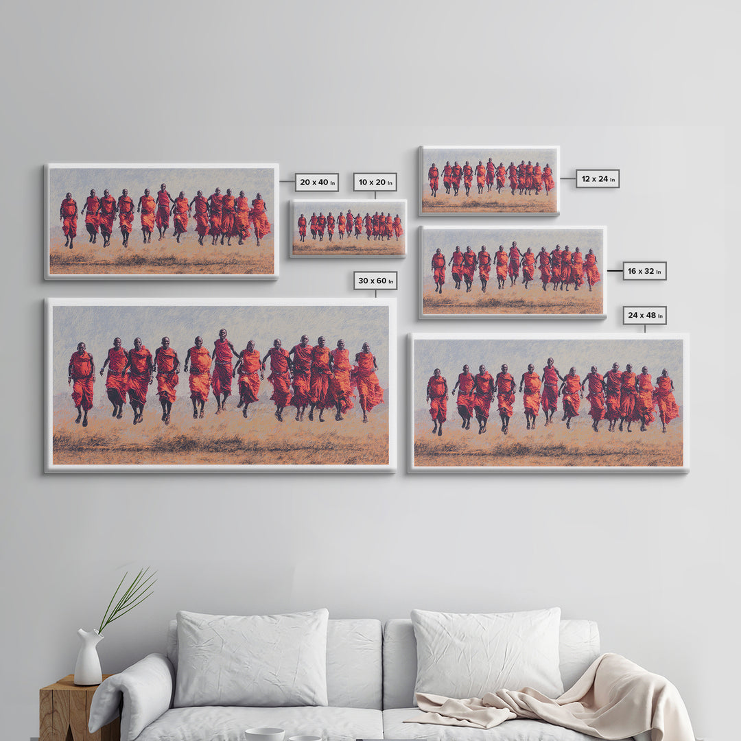 Maasai Warriors In Red Robes Wall Art, African Warrior Art, East African Culture, Tribal Art Print, Safari Decor Gift For Him