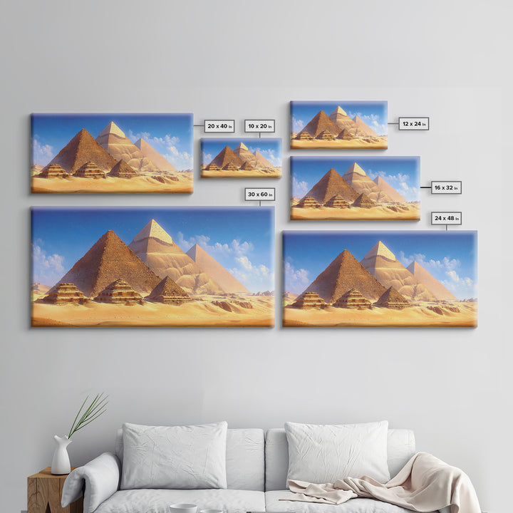 Golden Egyptian Pyramids And Sphinx Desert Wall Art, African Egyptian Art, Ancient African Art, Africa Poster Print Home Decor