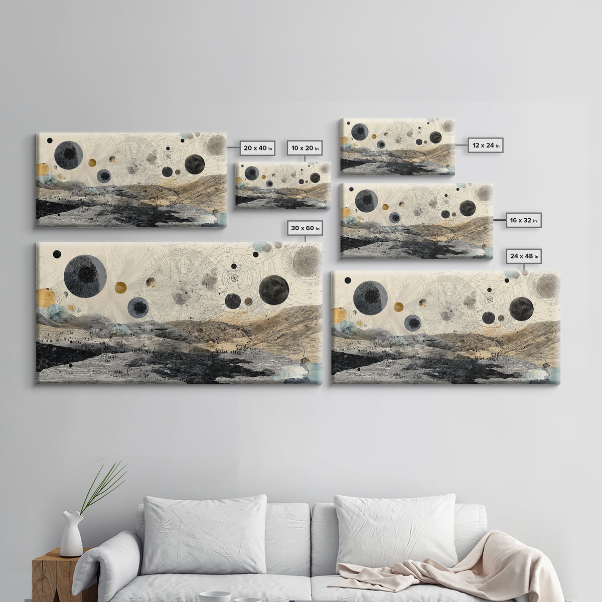 Surreal Planetary Desert Map Landscape Canvas Print, Abstract Wall Art, Dreamy Wall Art, Modern Home Decor, Office Decor