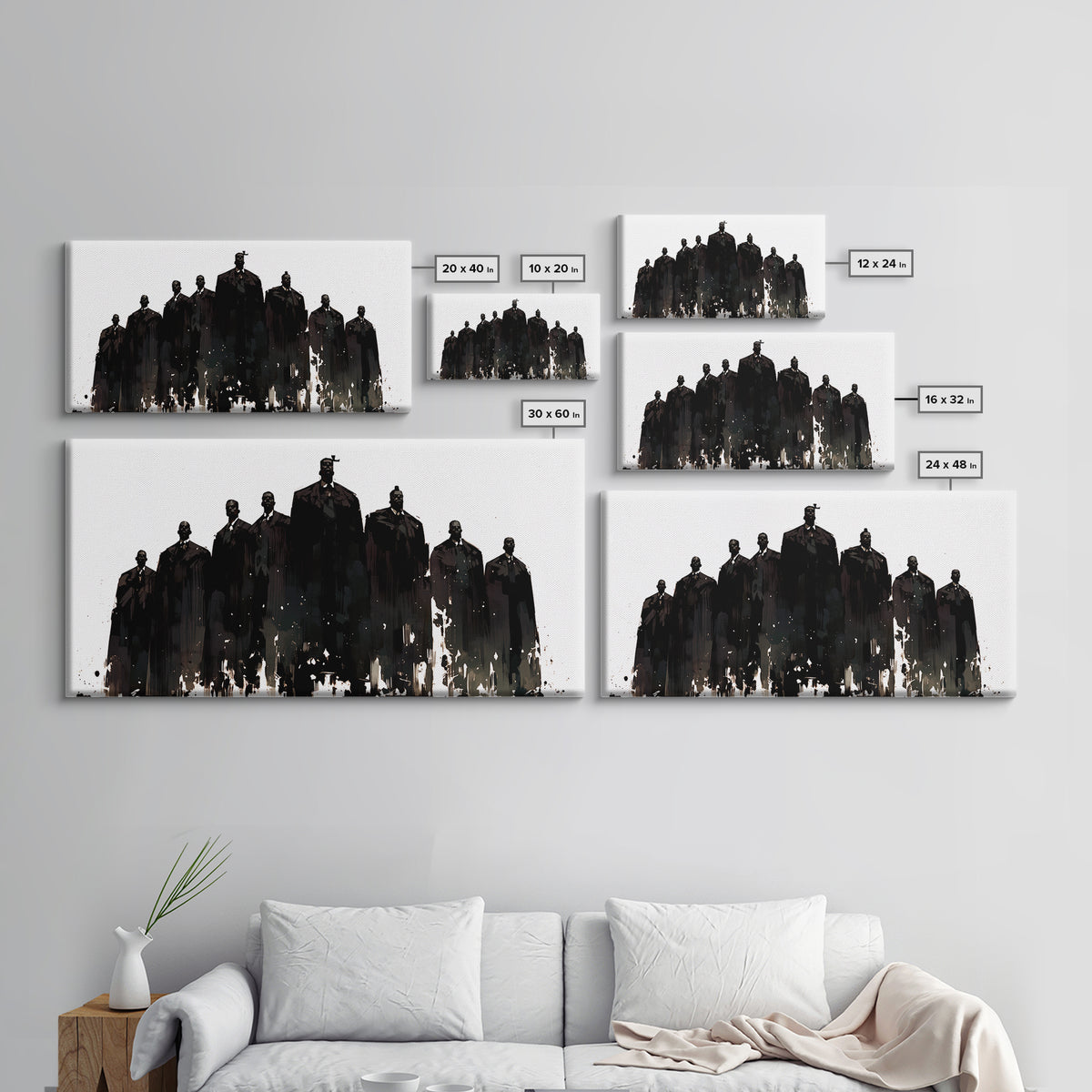 Powerful Black Men Silhouette Wall Art, African American Art, Abstract Portrait Canvas, Black History Gift For Office Decor
