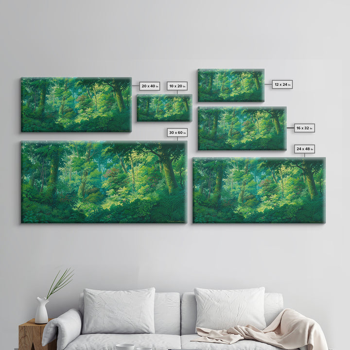 Sunlit Tropical Rainforest Wall Art, Lush Green Jungle African Safari Print, Nature Scene Canvas, Calm Bedroom Decor Gift