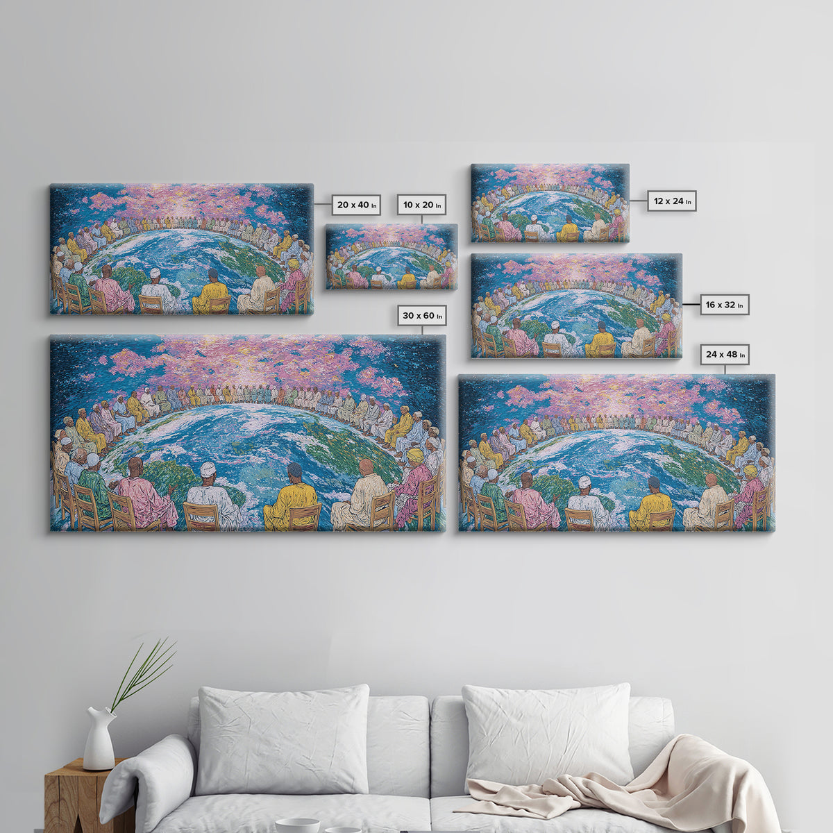 Global Elders Around Earth Wall Art, African American Art, Afrocentric Wall Art, Black History Art, Statement Home Decor
