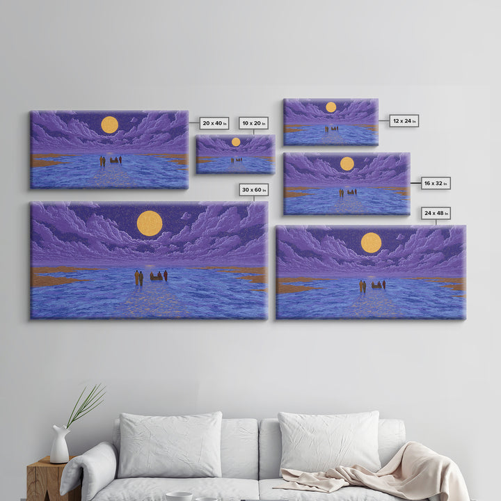 Purple Moonlit Ocean Journey Wall Art, African Inspired Art, Dreamy Wall Art, Spiritual Wall Decor, Mystical Wall Art Gift