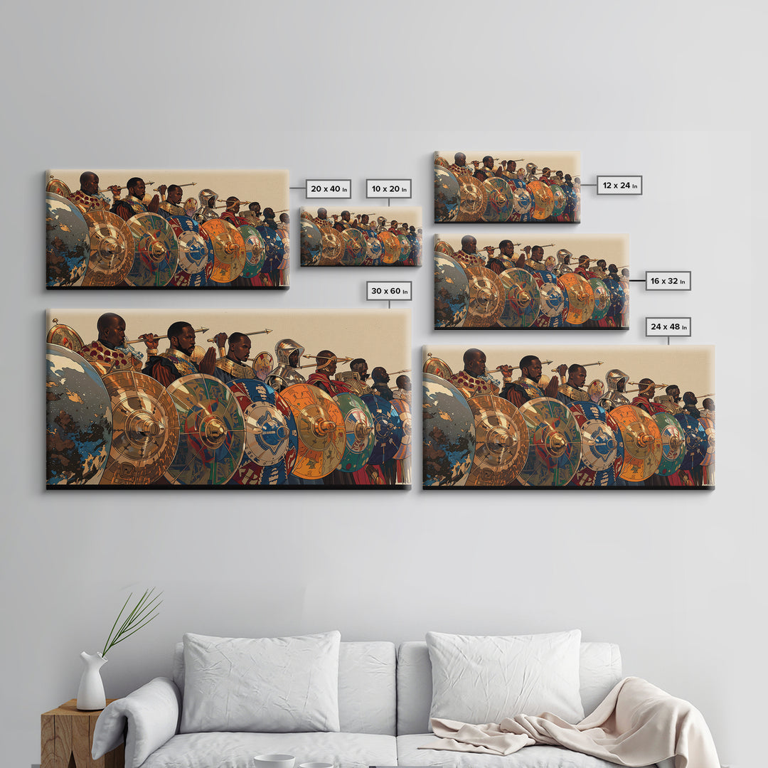African Warriors With Shields And Spears Wall Art, African Warrior Art, Tribal Art Print, Bold Cultural Home Decor Gift For Him