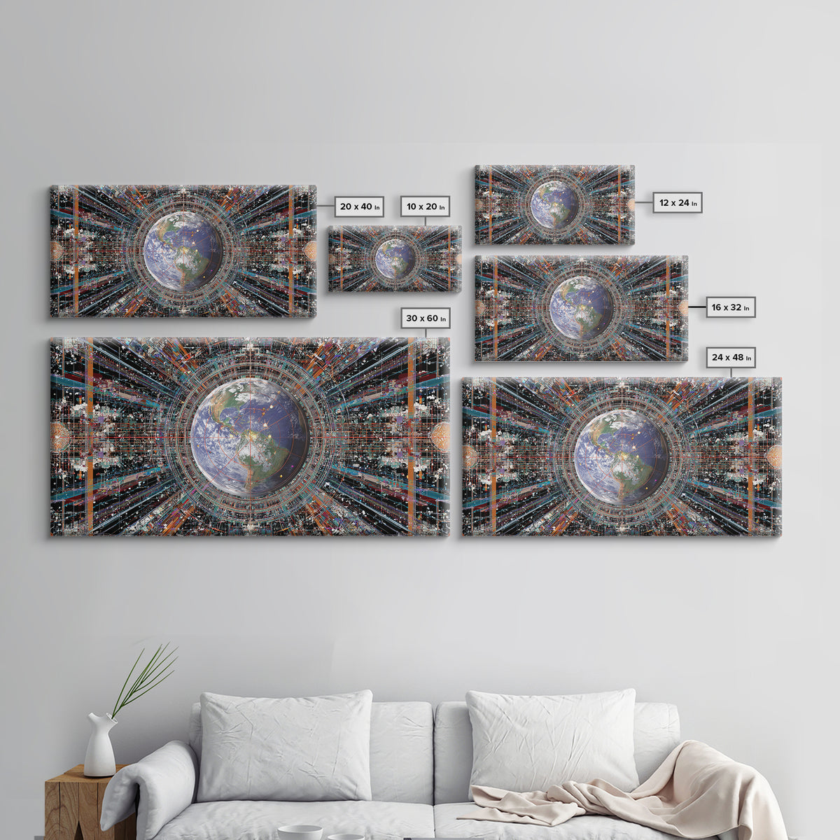Afrofuturist Earth Data Portal Canvas Print, Digital Art Africa, Modern African Art, Futuristic Office Wall Decor For Tech Lovers