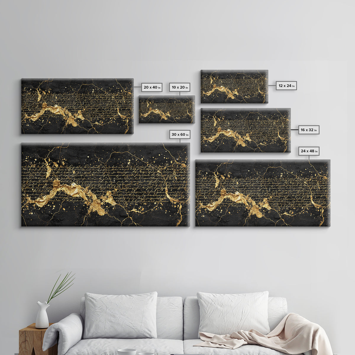 Black And Gold Abstract Script Wall Art, African Inspired Map Decor, Luxury Canvas Print, Modern Afrocentric Home Decor Gift