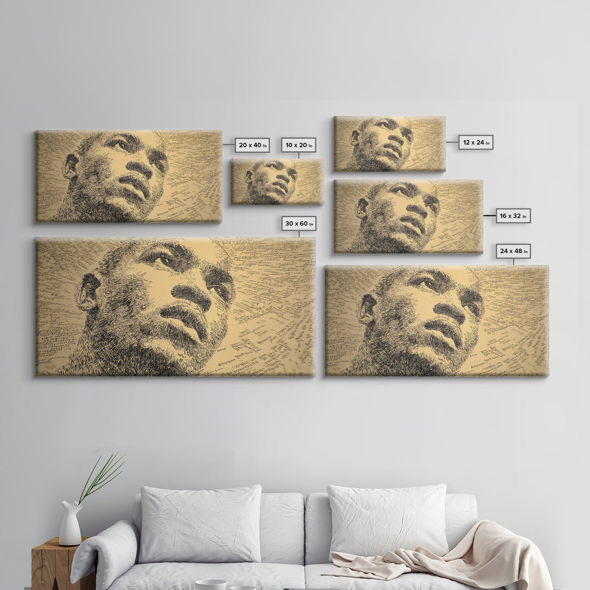Sepia Text Portrait Of Black Man Canvas Print, African American Art, Afrocentric Wall Decor, Masculine Office Art Gift Idea