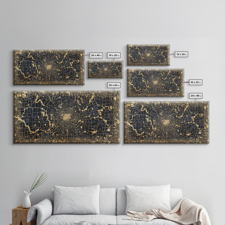 Black Gold Geometric Spiral Canvas Print, Abstract African Art, Luxury Wall Decor, Modern Afrocentric Statement Piece Gift