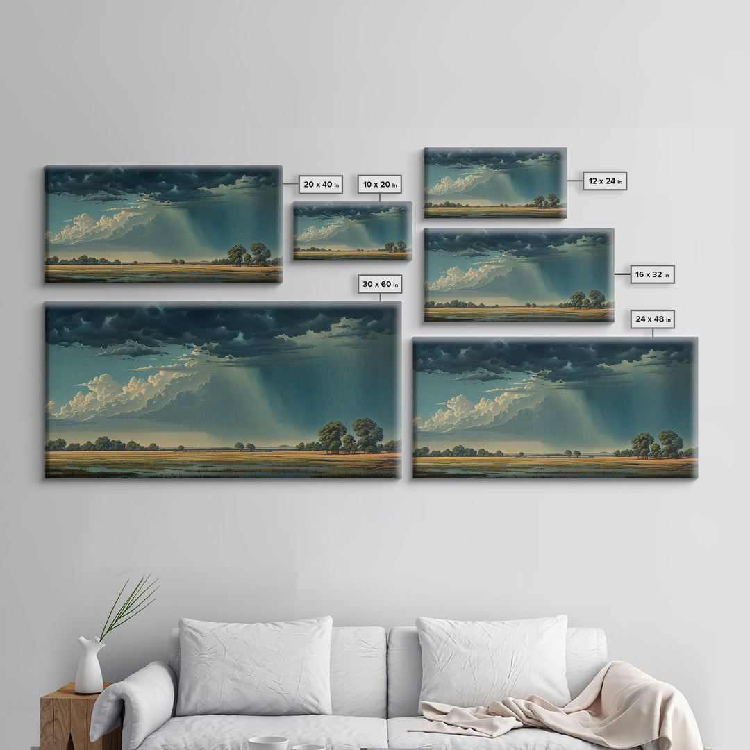 Dramatic Rainstorm Over African Wetlands Canvas Print, African Landscape, Safari Decor, Nature Wall Art, Statement Home Decor