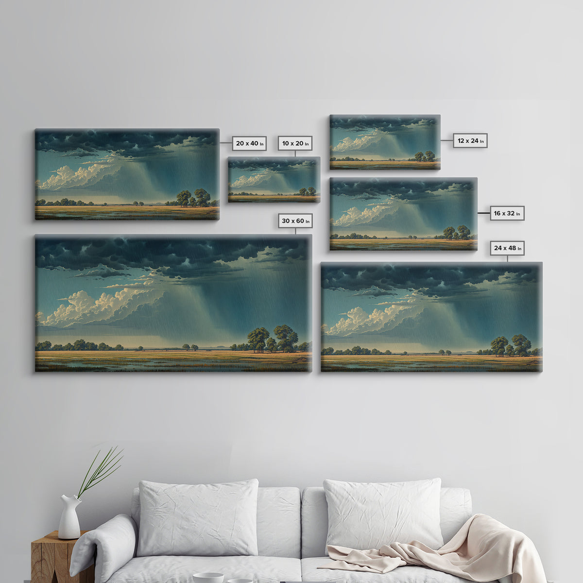 Dramatic Rainstorm Over African Wetlands Canvas Print, African Landscape, Safari Decor, Nature Wall Art, Statement Home Decor