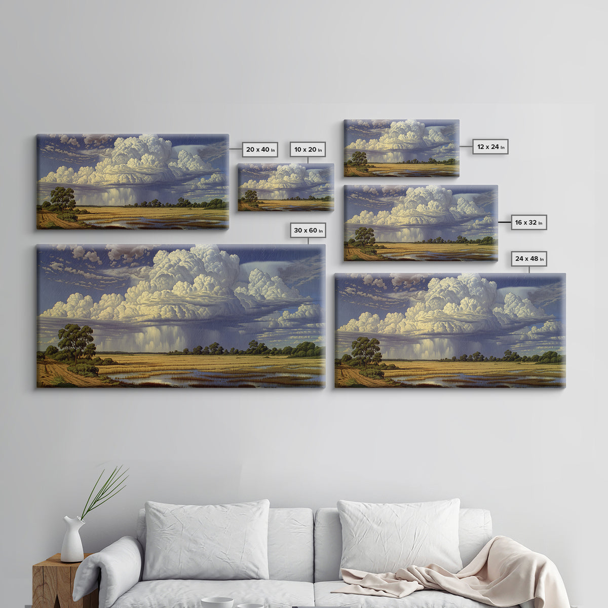 Majestic African Storm Clouds Over Wetlands Wall Art, Panoramic Safari Landscape, Motherland Decor, Large Canvas Print, Nature Art