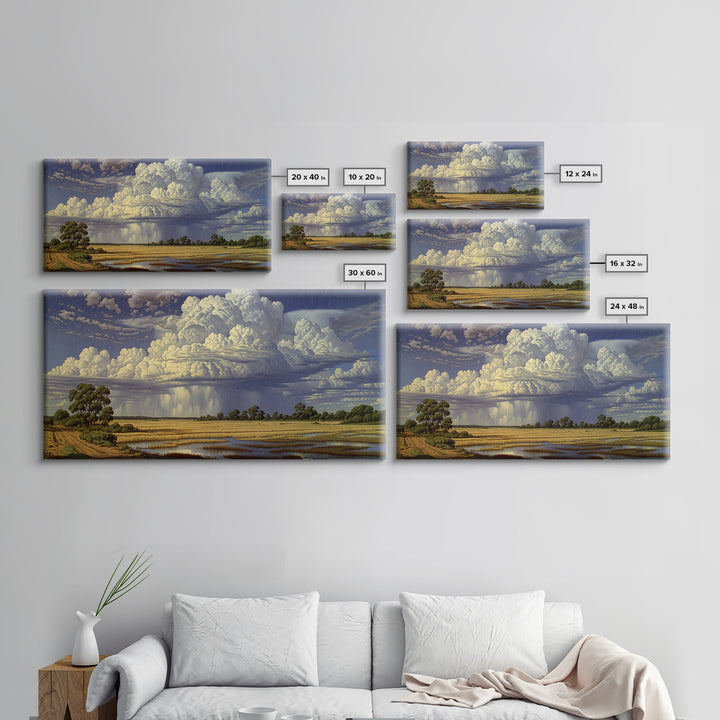 Majestic African Storm Clouds Over Wetlands Wall Art, Panoramic Safari Landscape, Motherland Decor, Large Canvas Print, Nature Art