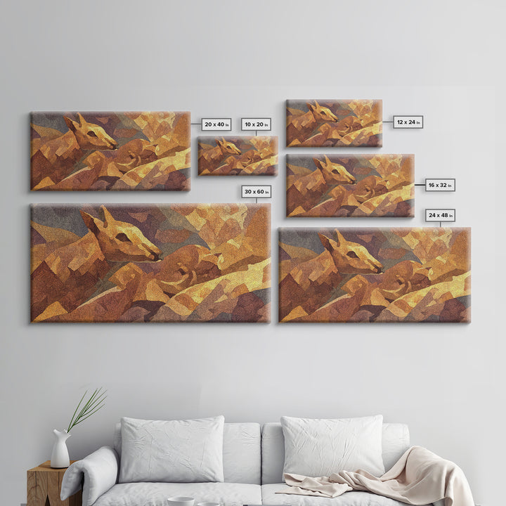Golden Giraffe Faces In Warm Desert Light Canvas Print African Animal Art, Safari Decor, Boho Earth Tone Wall Decor For Living Room