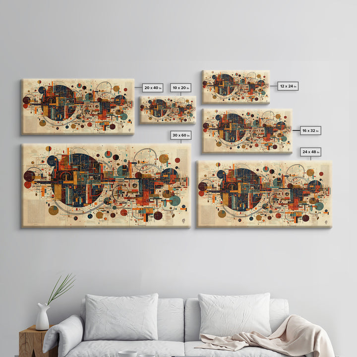 Modern Geometric City Map With Circles And Lines Wall Art African Abstract Art, Mid Century Office Decor, Statement Print