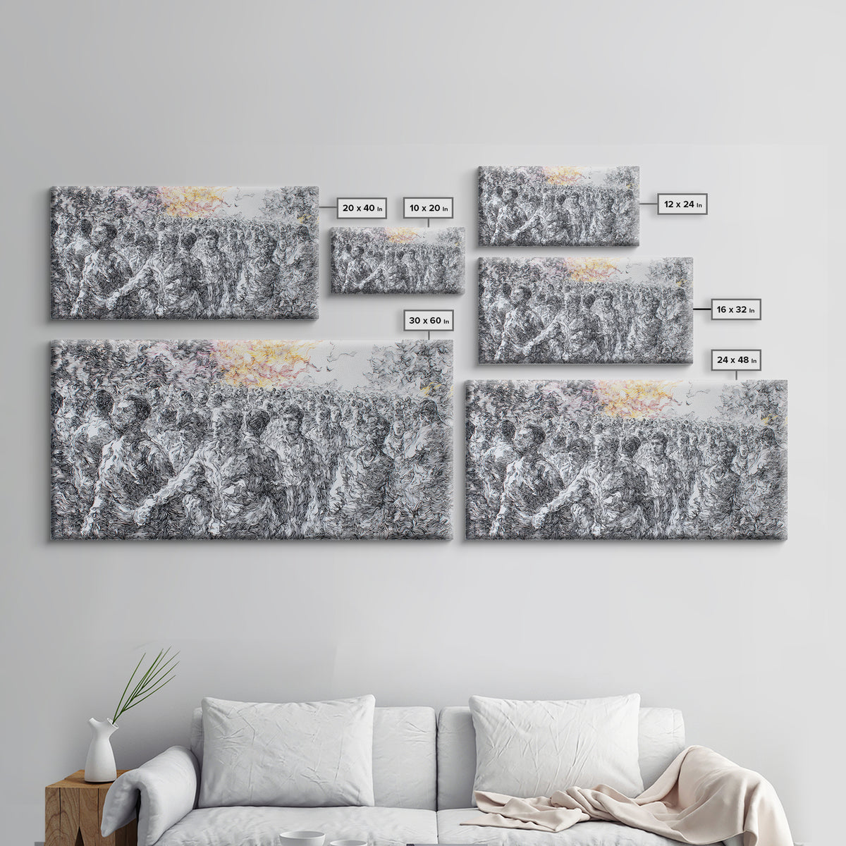 Gold Sun Over Textured African Landscape Canvas Print, Safari Wall Decor, Abstract Nature Scene, Modern Black White Art Gift
