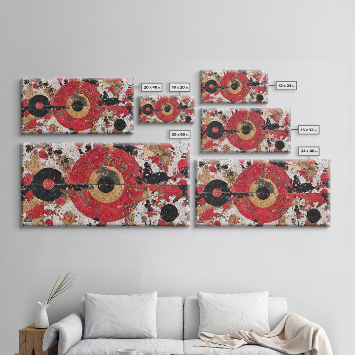 Red Black Gold African Target Abstract Wall Art, Geometric Textile Pattern Print, Bold Afrocentric Modern Decor Canvas Gift