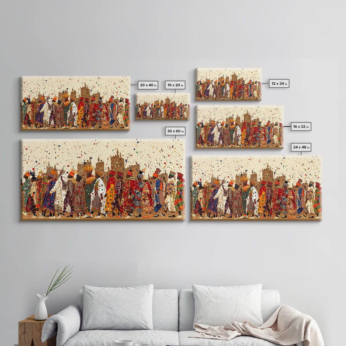 Vibrant African Festival Procession Canvas Print, Ankara Fashion Parade Wall Decor, Cultural Celebration Art For Living Room