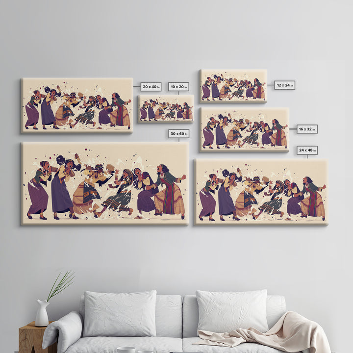 Joyful African Women Dancing Wall Art, Cultural Celebration Painting, Black Women Art, Feminine Afrocentric Home Decor Gift