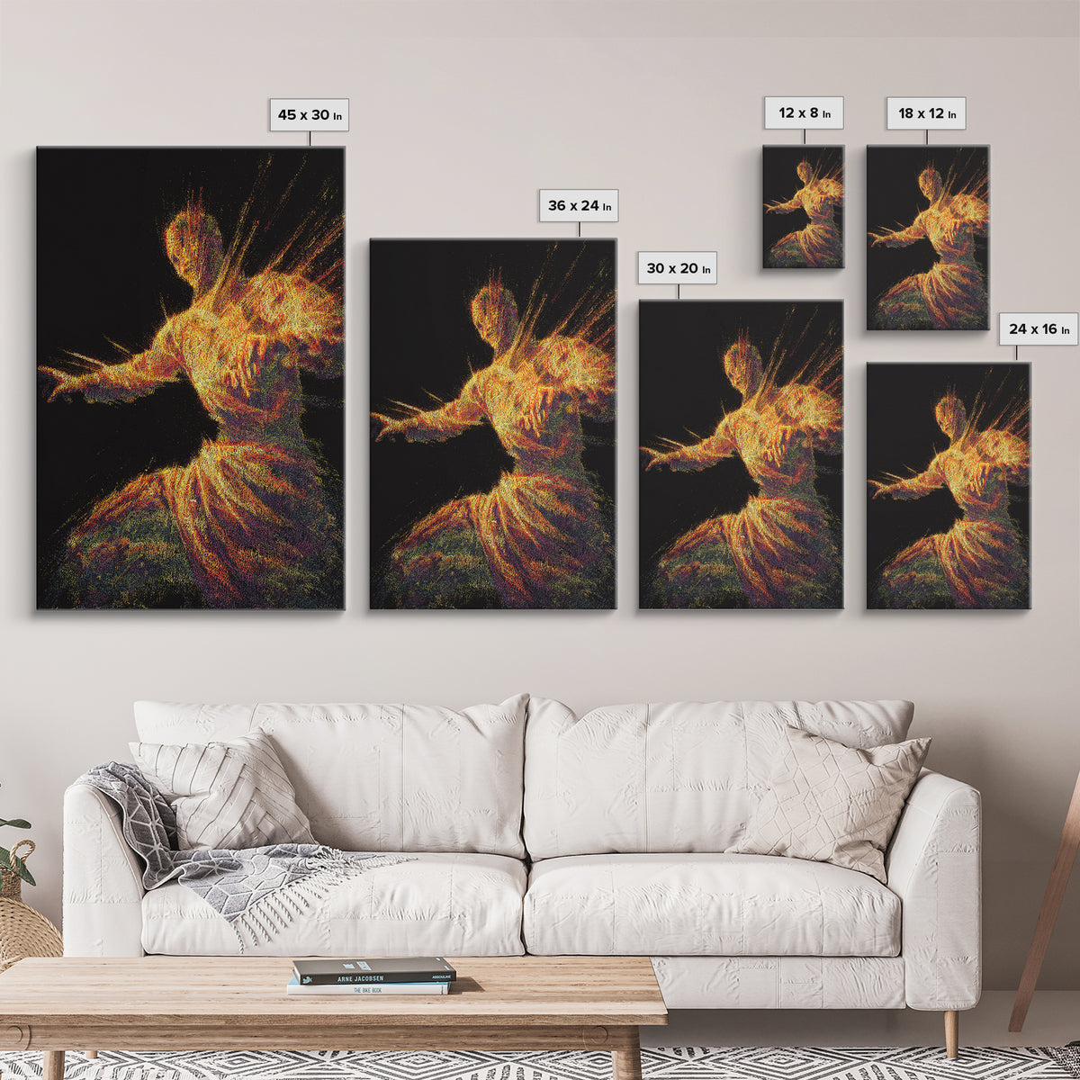 Fiery Abstract African Dancer Canvas Print, Afrocentric Wall Art, Black Culture Art, Spiritual Motion, Bold Home Decor Gift