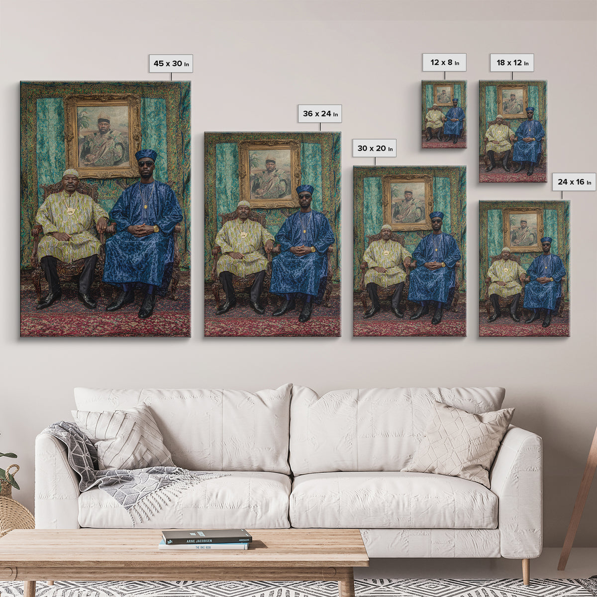 Regal African Men In Blue And Gold Robes Wall Art, African American Art, Afrocentric Decor, Black Culture Art Gift For Him