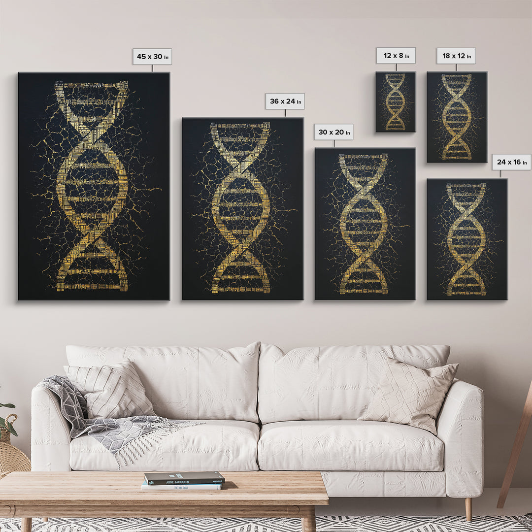 Golden Double Helix Genealogy Abstract Wall Art, Afrocentric Art, Black And Gold Art, Modern African Art Decor, Statement Wall Decor