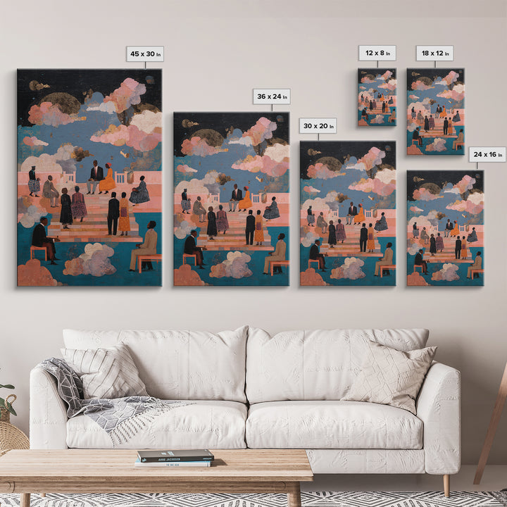 Afrocentric Wedding In The Clouds Wall Art, Black Love Wall Art, African American Art, Elegant Couple Home Decor Gift For Her