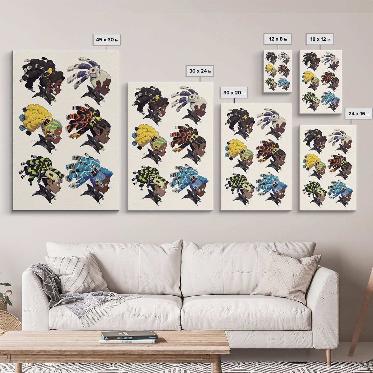 Afrofuturism Cyberpunk Women Canvas Print, Bold Black Girl Art, Futuristic Afrocentric Wall Art For Gaming Room Decor Gift