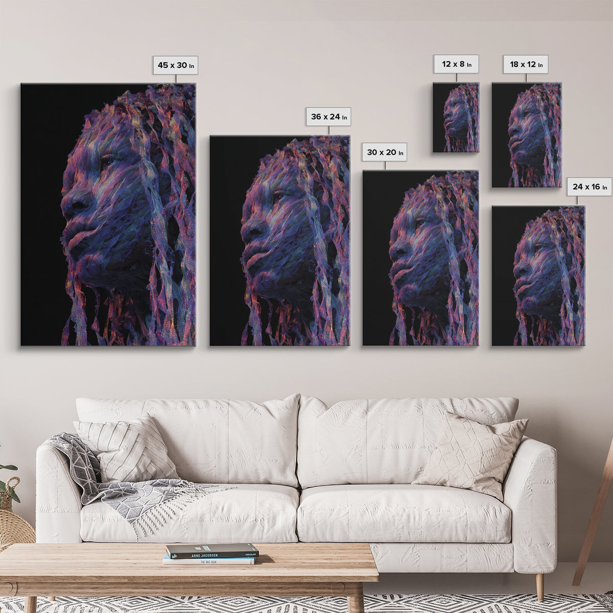 Iridescent African Woman Portrait Canvas Print, Afrofuturism Art, Mystical Black Beauty Decor, Contemporary Wall Art Gift