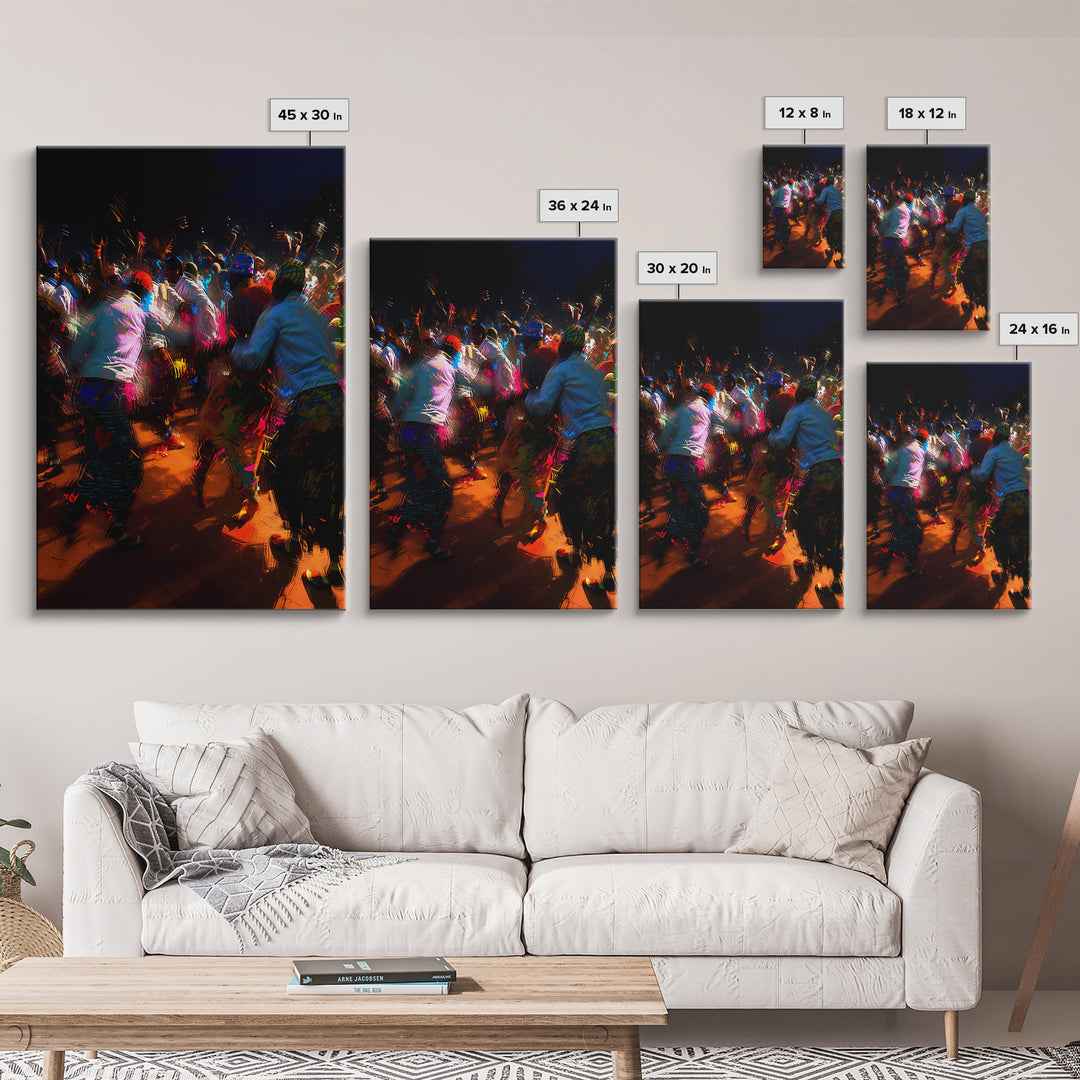 Vibrant Night African Festival Dancers Wall Art, Colorful Celebration Print, Cultural Decor, Afrocentric Statement Piece