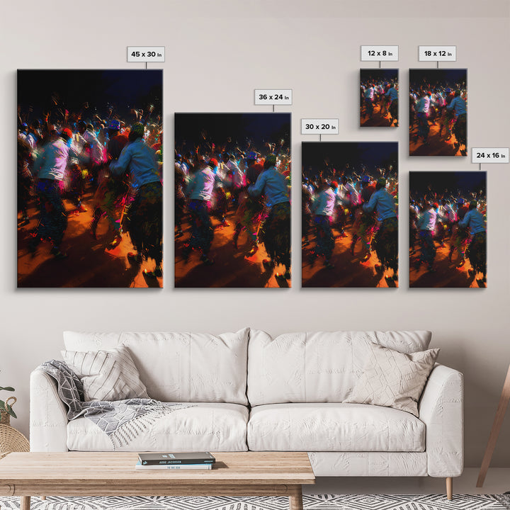 Vibrant Night African Festival Dancers Wall Art, Colorful Celebration Print, Cultural Decor, Afrocentric Statement Piece