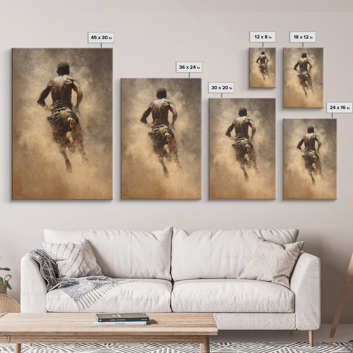 Muscular African Runner In Golden Dust Canvas Print, Black Man Portrait, Warrior Athlete Art, Powerful Statement Wall Decor