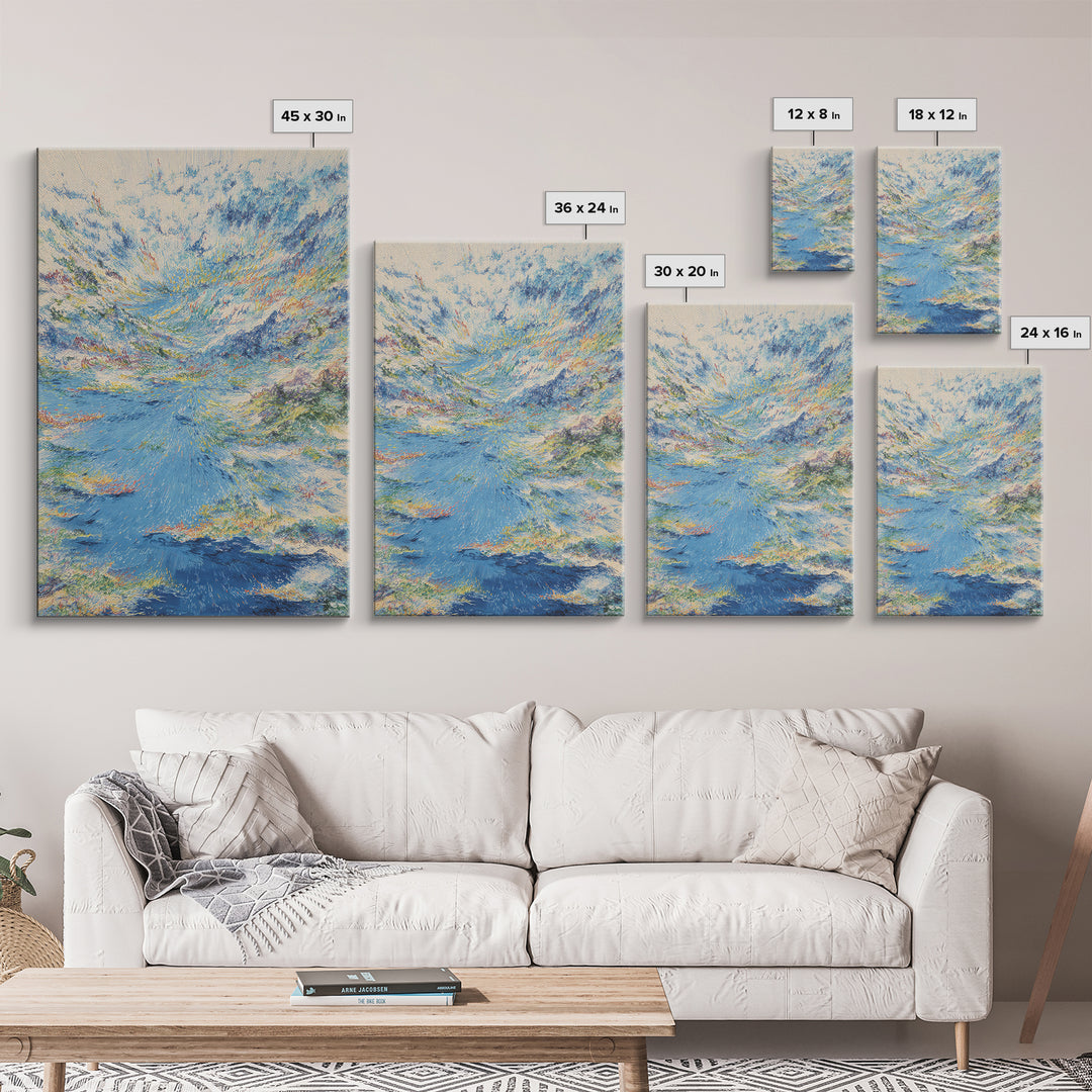 Dreamy Blue Coastal Seascape Canvas Print, Modern African Inspired Art, Ocean Landscape Wall Decor, Serene Gallery Artwork