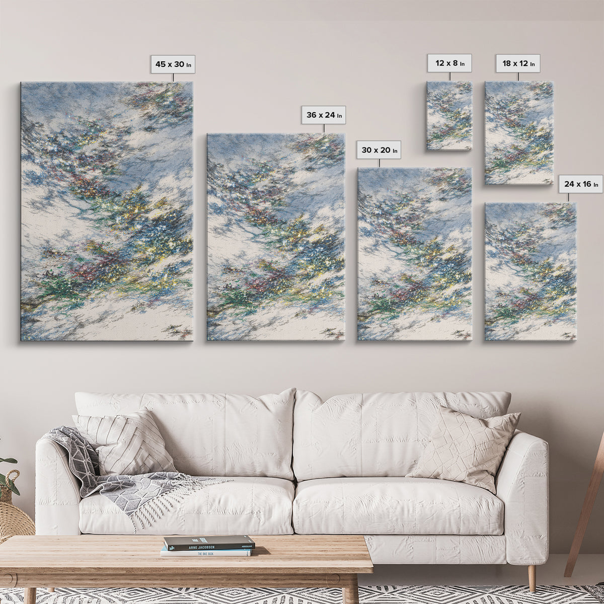 Wind Swept Blue Sky Abstract Wall Art, Dreamy Nature Scene Art, Modern Canvas Decor, Colorful Textured Landscape Fine Art Print