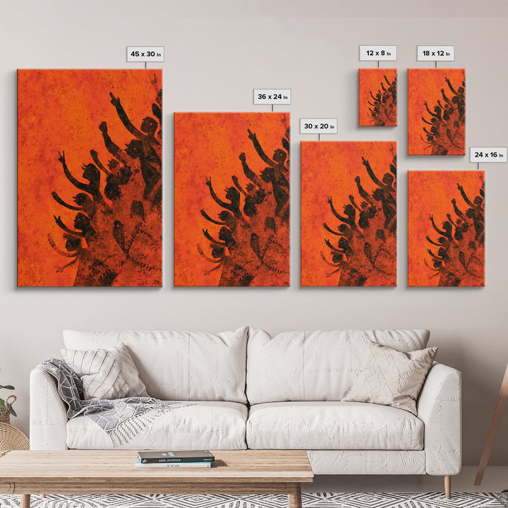 Orange African Dance Silhouettes Wall Art, African Celebration, Black Women Art, Afrocentric Decor, Empowerment Gift For Her
