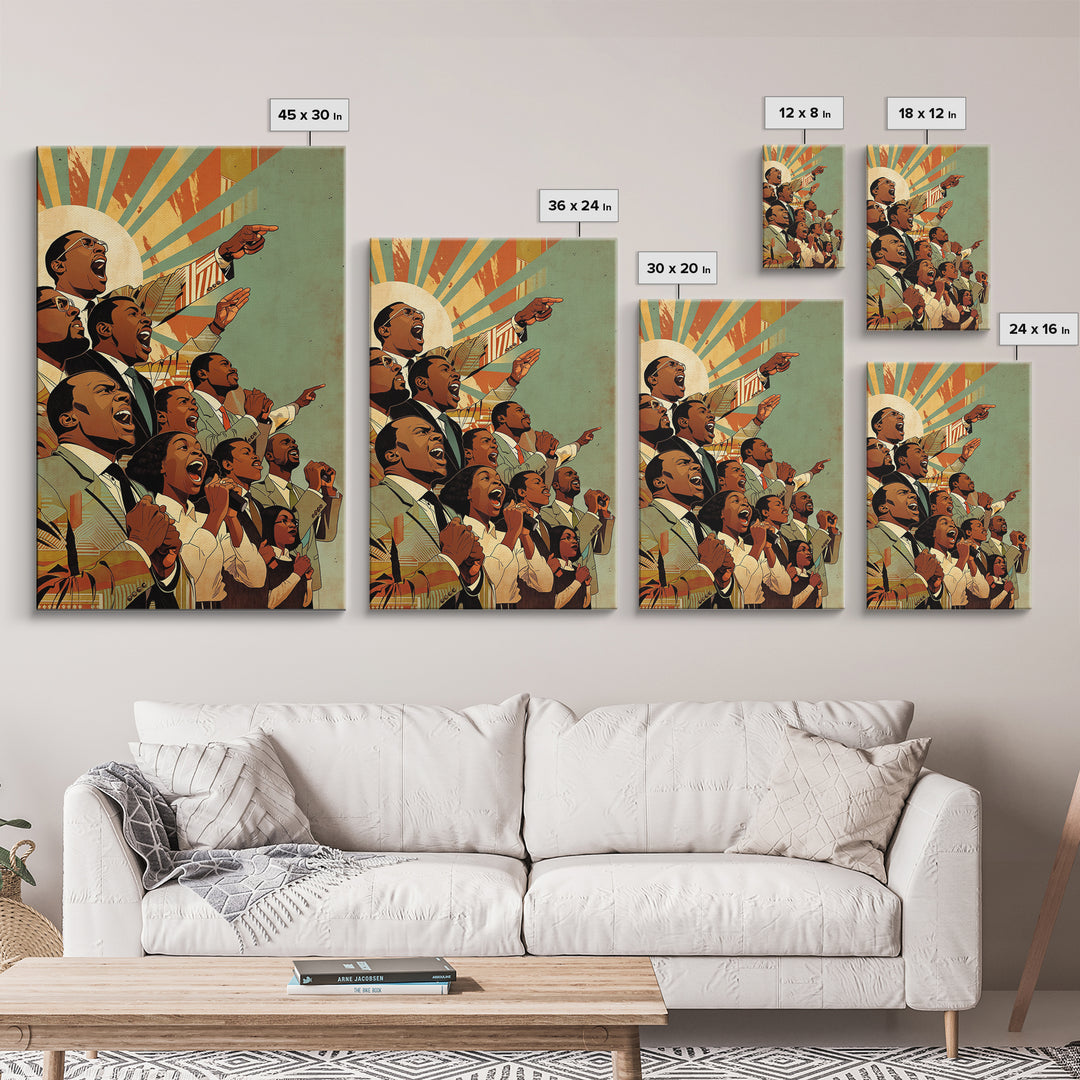 Uplifted Black Voices With Sunburst, Black History Wall Art, Juneteenth Art Print, African American Decor Gift, Canvas Print