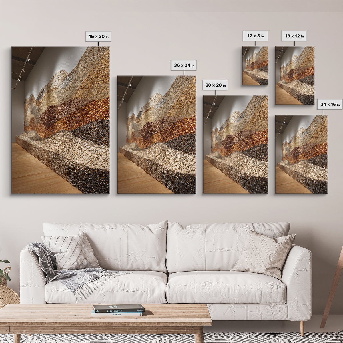 Gallery Stone Mosaic Wave Landscape, Large Textured Wall Art, Earth Tone Decor, Contemporary Art Print, Unique Canvas Print