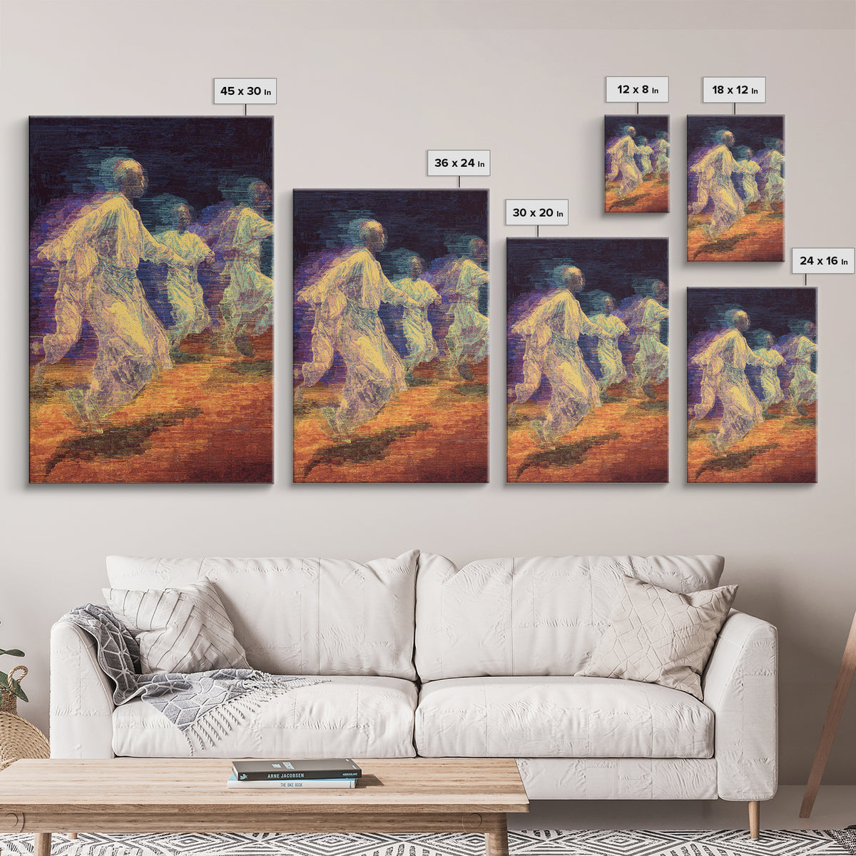 Ethereal African Dancers In Flowing Robes Wall Art, Motion Blur Cultural Painting, Afrocentric Spiritual Home Decor Gift