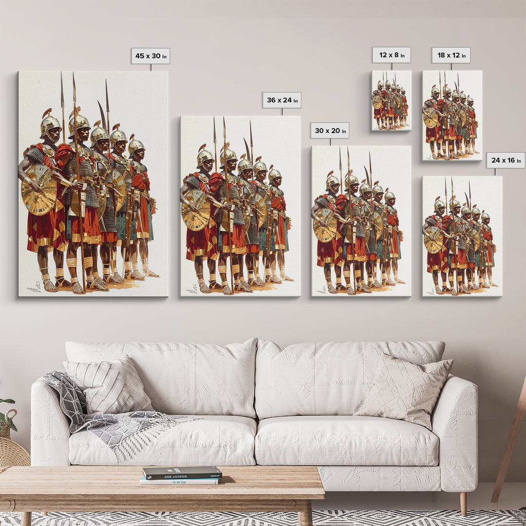 Ancient African Warriors With Spears And Shields Canvas Print, Tribal Warrior Art, Historical Wall Decor, Office Art, Gift For Him