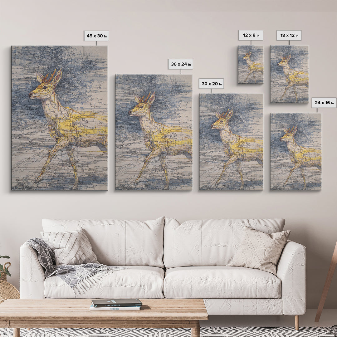Minimalist Antelope Line Drawing Canvas Print, African Animal Art, Safari Decor, Neutral Wildlife Wall Art, Nature Art Gift