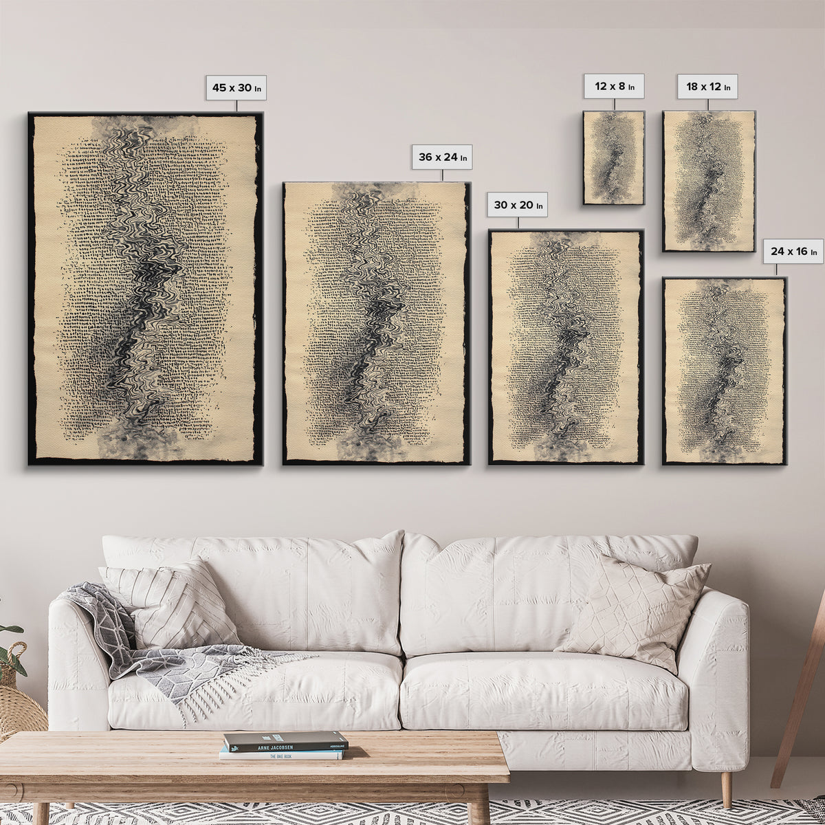 Antique Parchment Abstract Calligraphy Canvas Print, Ancient Manuscript Texture, Neutral Boho Wall Decor, Spiritual Art Gift