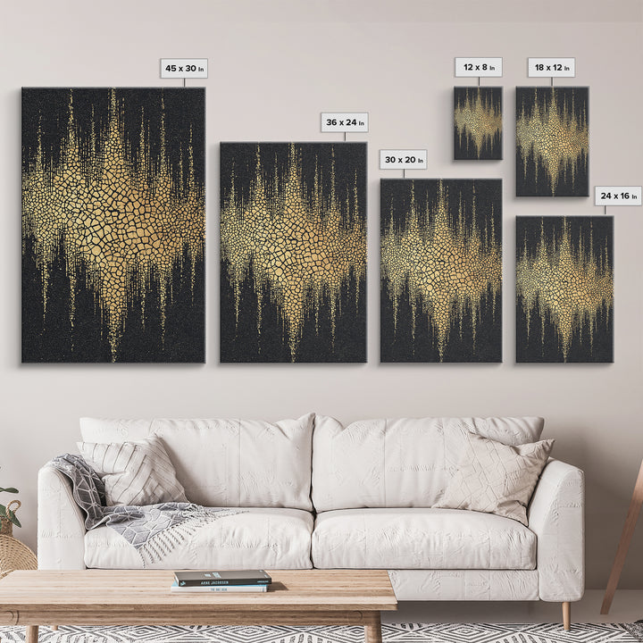 Gold Black Abstract Africa Map Canvas Print, Cracked Mosaic Texture, African Wall Art, Luxury Modern Statement Home Decor Gift