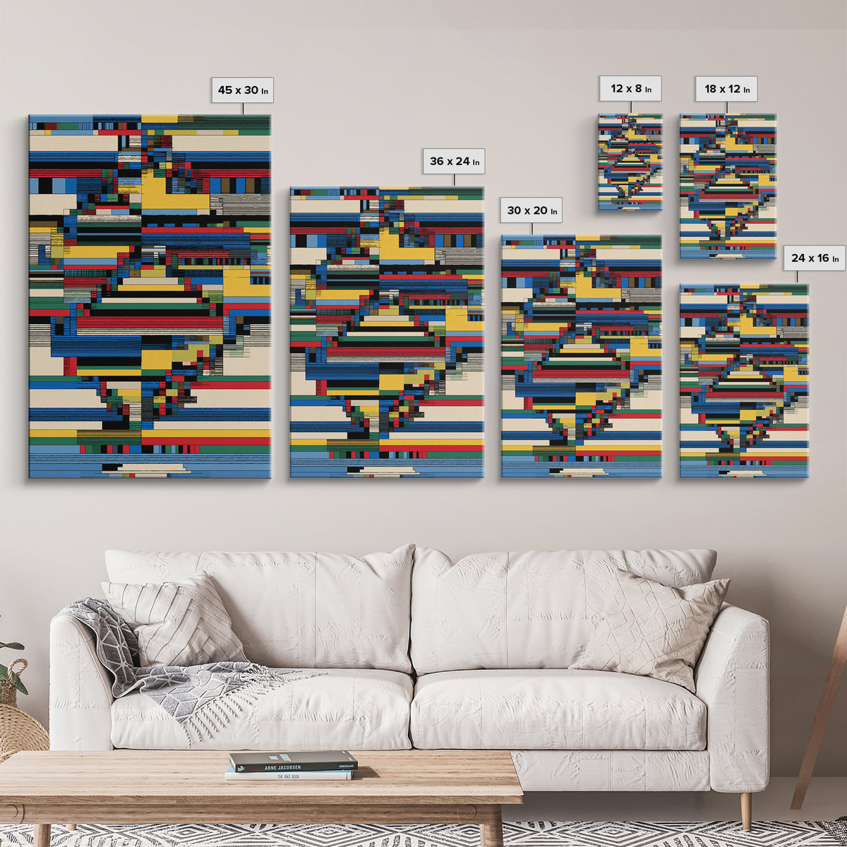 Glitched Africa Map In Primary Lines Canvas Print, Modern African Art, Geometric Wall Art, Afrocentric Office Decor Gift