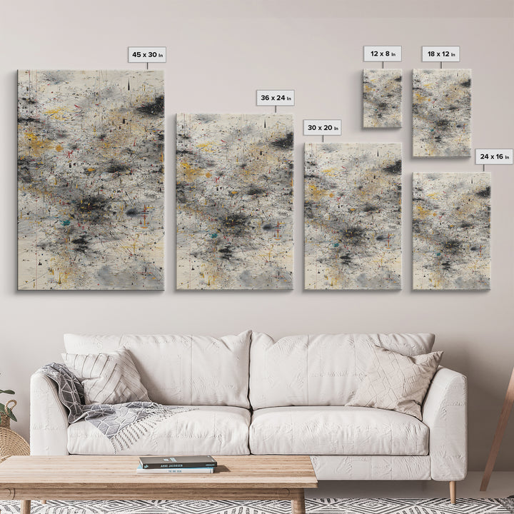 Neutral Abstract Storm Map Wall Art, Modern Canvas Art, Black Gold Minimalist Decor, Contemporary Office Art Print For Home