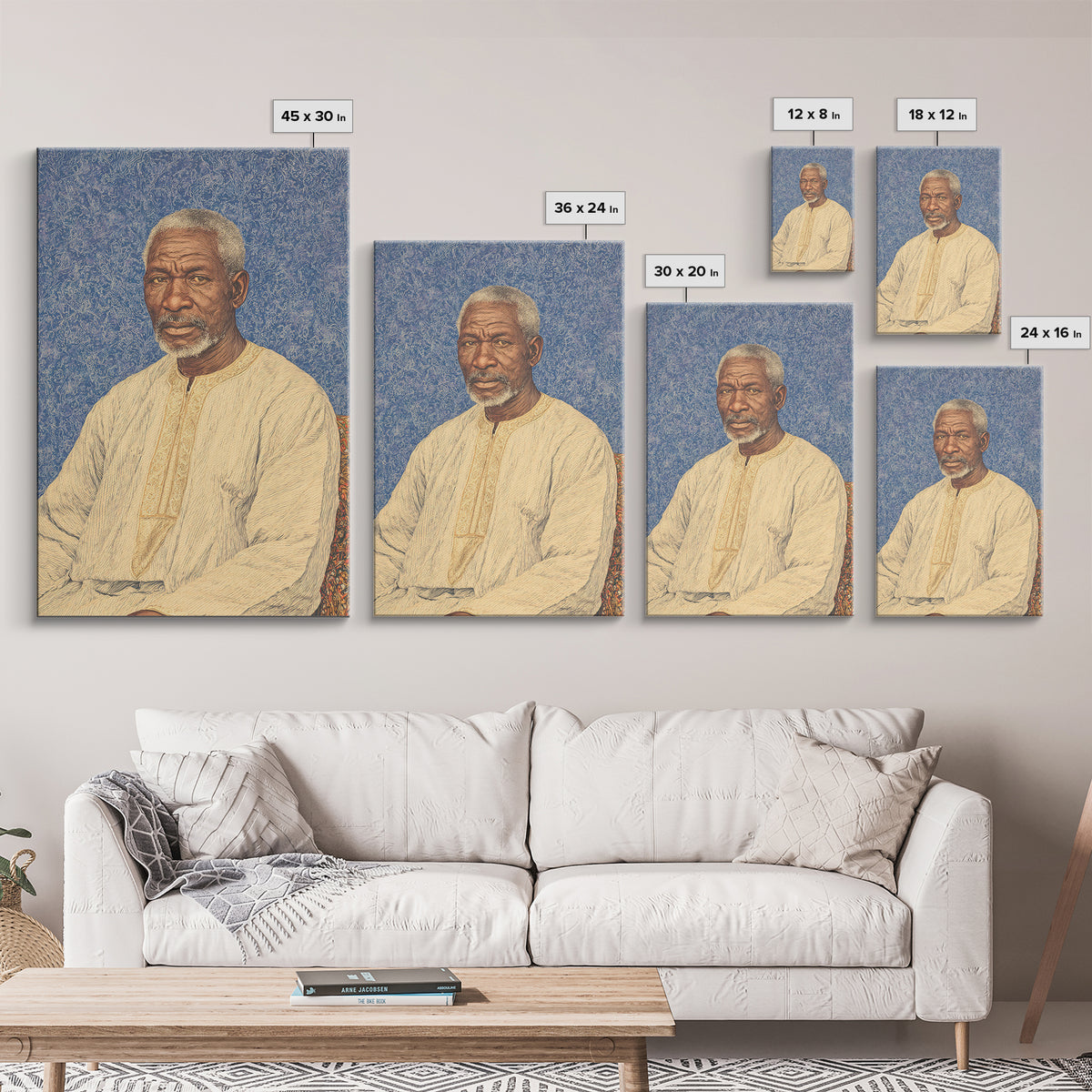 Elder African Man Portrait Framed Canvas Print, African American Art, Black History Gift, Cultural Home Decor, Office Decor