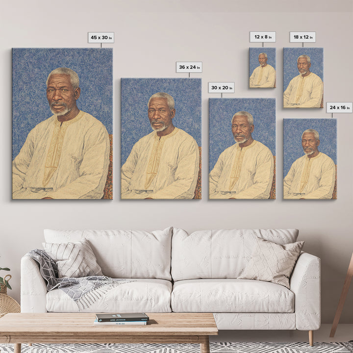 Elder African Man Portrait Framed Canvas Print, African American Art, Black History Gift, Cultural Home Decor, Office Decor