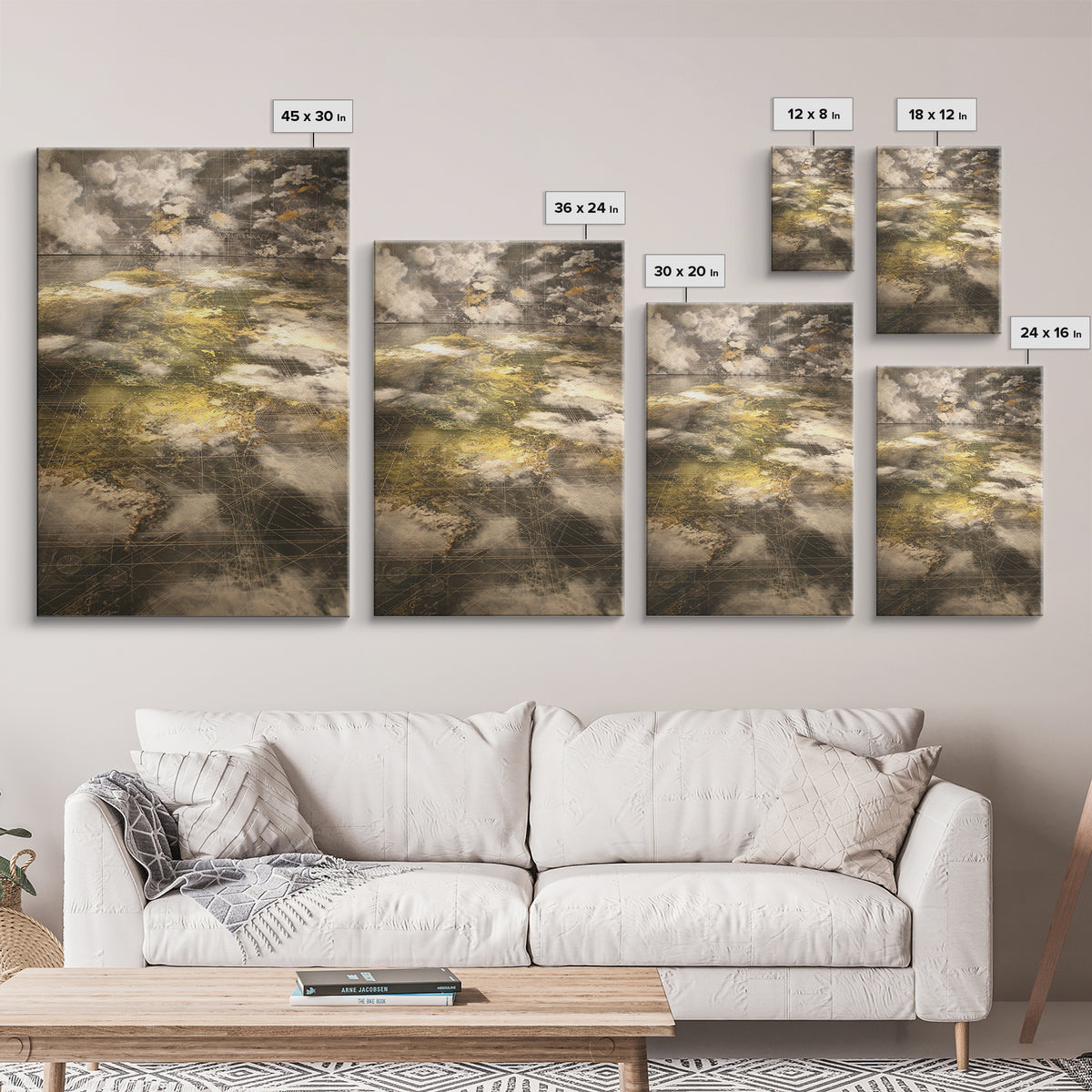 Atmospheric Gold Cloudscape Wall Art, Abstract African Art, Earth Tone Wall Art, Luxury Canvas Print, Modern Home Decor Gift